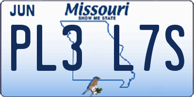 MO license plate PL3L7S