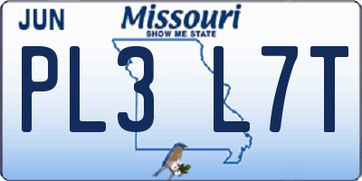 MO license plate PL3L7T