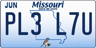 MO license plate PL3L7U