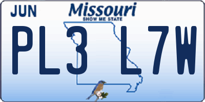 MO license plate PL3L7W