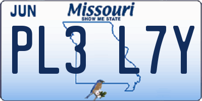 MO license plate PL3L7Y