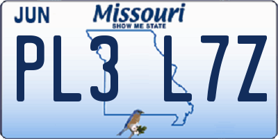MO license plate PL3L7Z