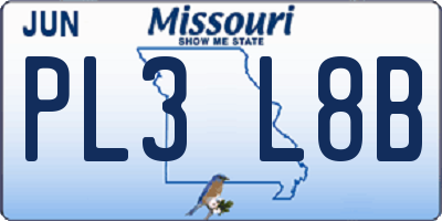MO license plate PL3L8B