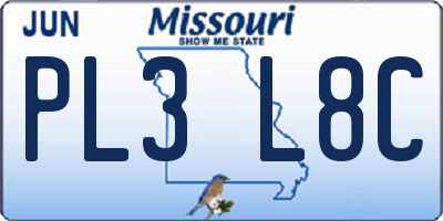 MO license plate PL3L8C