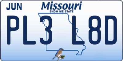 MO license plate PL3L8D