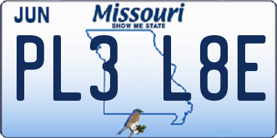 MO license plate PL3L8E