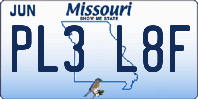 MO license plate PL3L8F