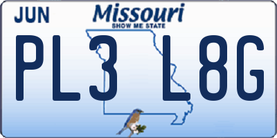 MO license plate PL3L8G