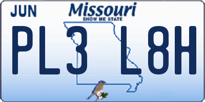 MO license plate PL3L8H