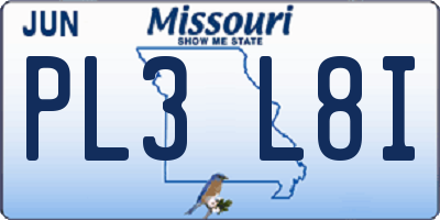 MO license plate PL3L8I