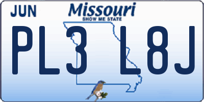 MO license plate PL3L8J