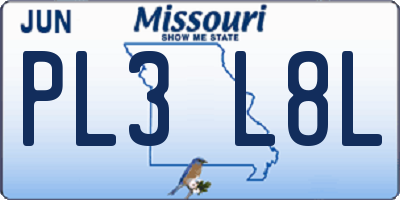 MO license plate PL3L8L