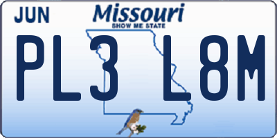 MO license plate PL3L8M