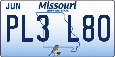 MO license plate PL3L8O