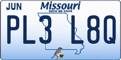 MO license plate PL3L8Q