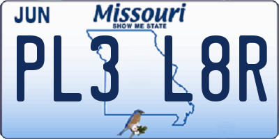 MO license plate PL3L8R