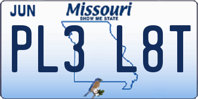 MO license plate PL3L8T