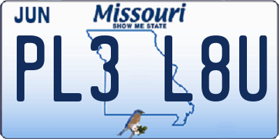 MO license plate PL3L8U