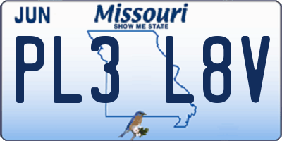 MO license plate PL3L8V