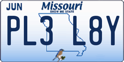 MO license plate PL3L8Y