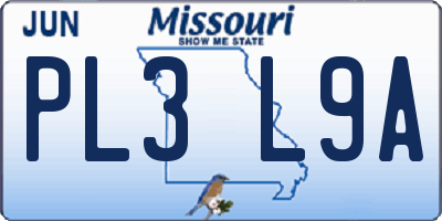 MO license plate PL3L9A