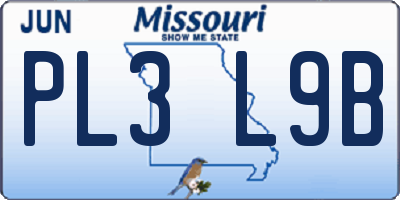 MO license plate PL3L9B