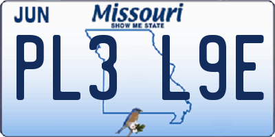 MO license plate PL3L9E