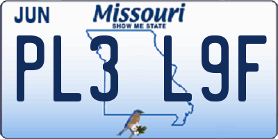 MO license plate PL3L9F