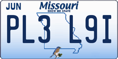 MO license plate PL3L9I