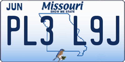 MO license plate PL3L9J