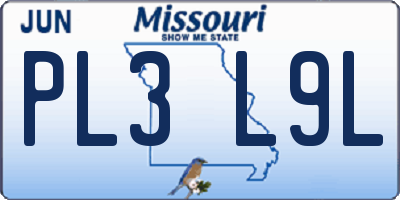 MO license plate PL3L9L