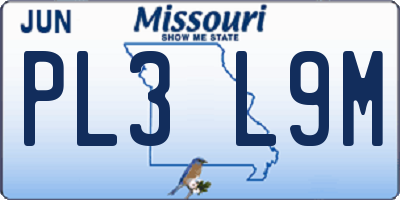 MO license plate PL3L9M