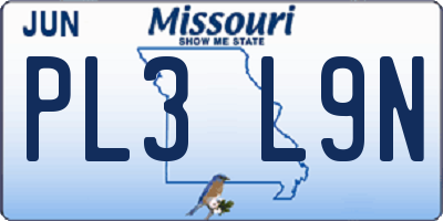 MO license plate PL3L9N