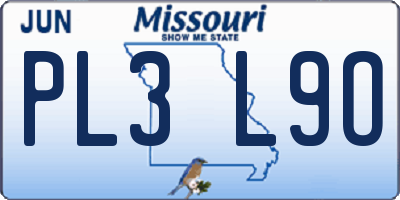 MO license plate PL3L9O