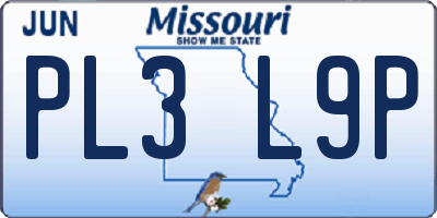 MO license plate PL3L9P