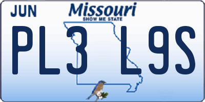 MO license plate PL3L9S