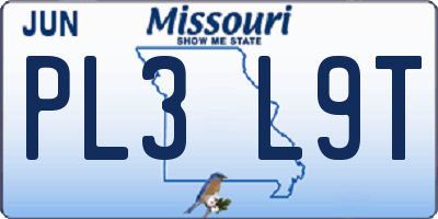 MO license plate PL3L9T