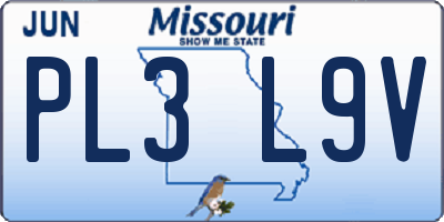 MO license plate PL3L9V