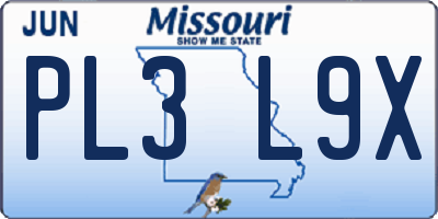 MO license plate PL3L9X