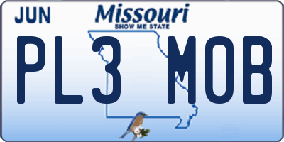 MO license plate PL3M0B