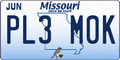 MO license plate PL3M0K
