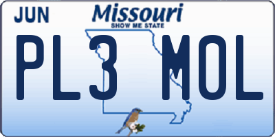 MO license plate PL3M0L