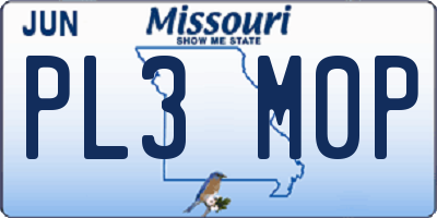 MO license plate PL3M0P