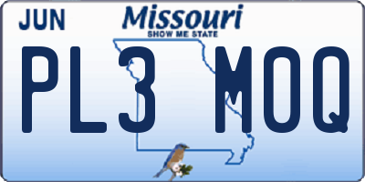 MO license plate PL3M0Q