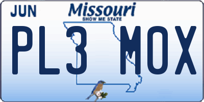 MO license plate PL3M0X