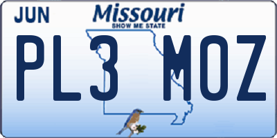 MO license plate PL3M0Z
