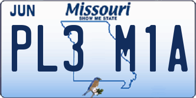 MO license plate PL3M1A