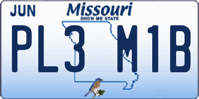 MO license plate PL3M1B