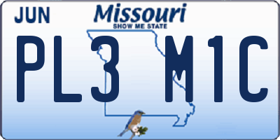 MO license plate PL3M1C