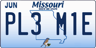 MO license plate PL3M1E